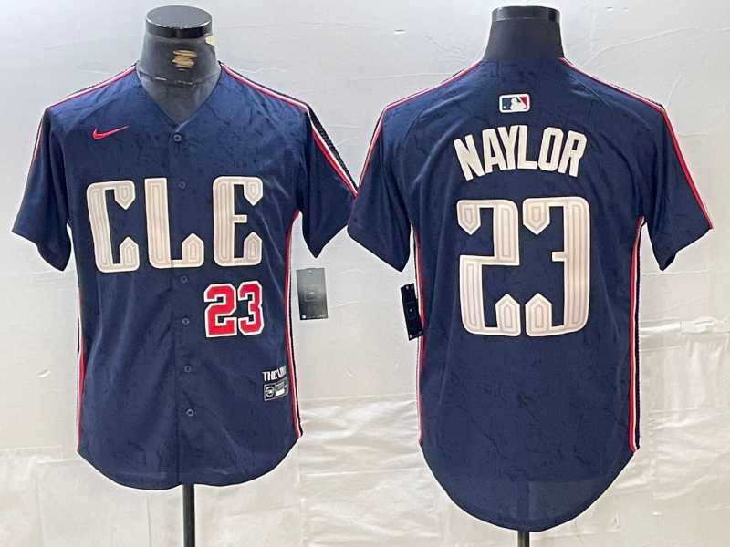 Men%27s Cleveland Guardians #23 Josh Naylor Number Navy 2024 City Connect Limited Stitched Jersey